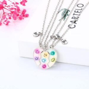 Funny Emoji Trio Necklace Magnetic for Three Best 