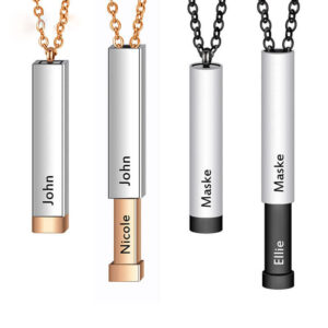 Adjustable 3D Pendant Necklace - Dual Engravings, 