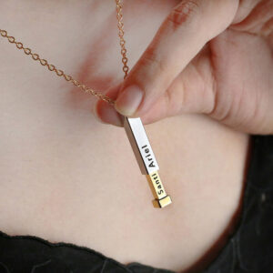 Adjustable 3D Pendant Necklace - Dual Engravings, 