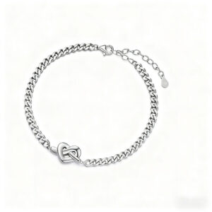 Heart Knot Couple Bracelets - Silver Matching Set 