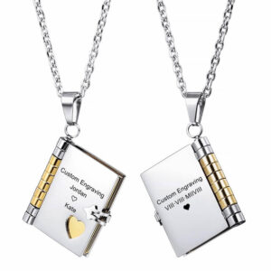 Personalized Book Locket Necklace with Customized 