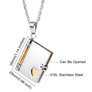 Personalized Book Locket Necklace with Customized 